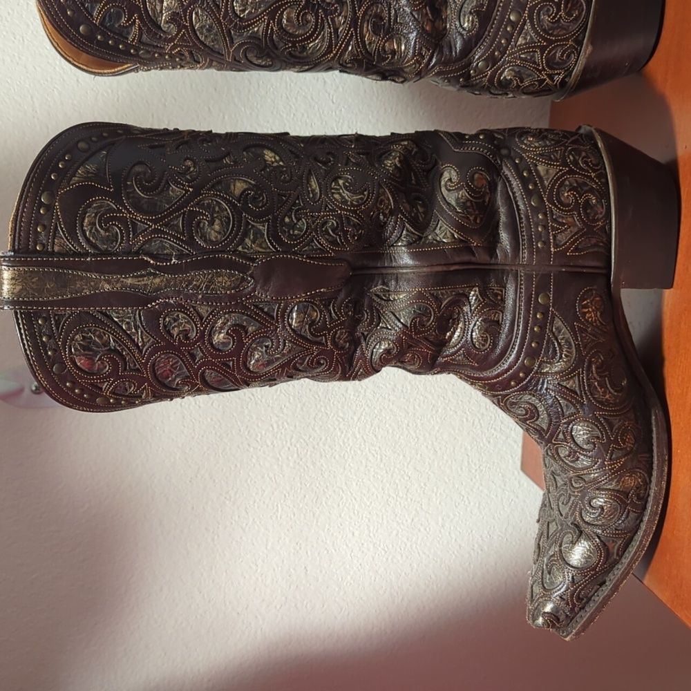 Lucchese Sierra Espresso Dark Brown Embroidered Boots - Picture 2 of 7